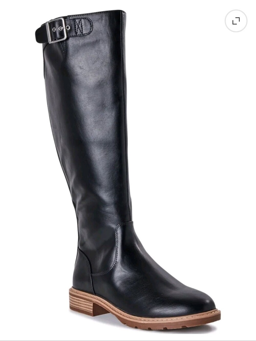 Time and Tru Tall Riding Boots Black Buckle Equestrian Knee High Size 10 NWOT